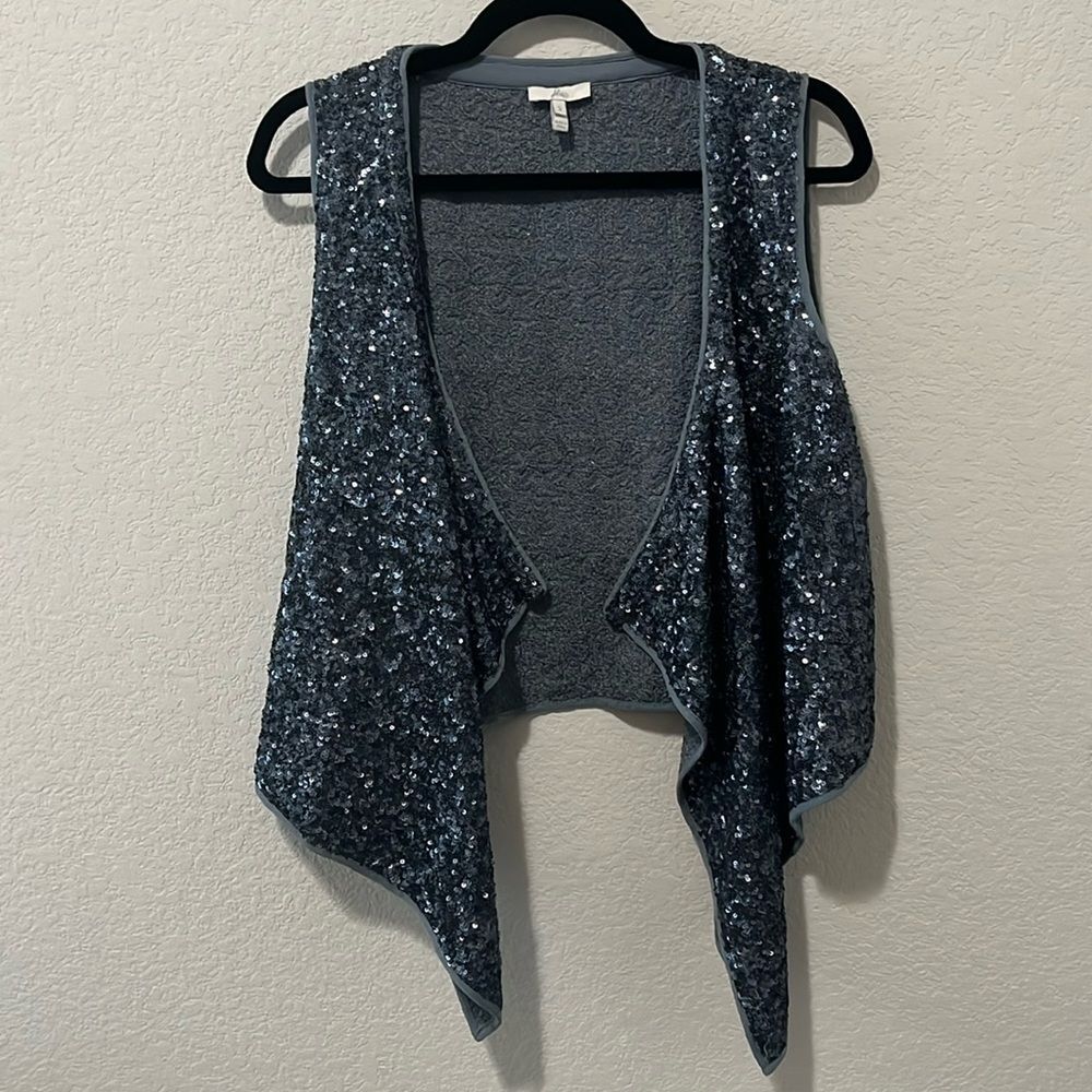 JOIE Sparkly Blue/Grey Sequin Vest, Size S